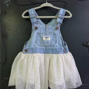 OshKosh B'gosh Blue Denim and White Tulle Overalls
